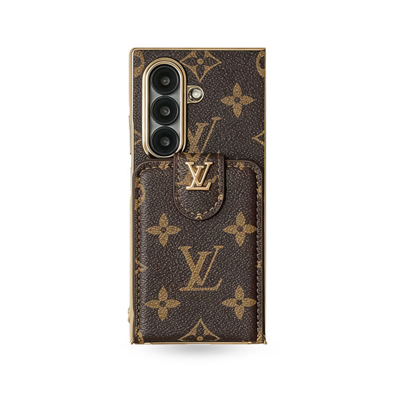 High-quality Monogram Samsung Galaxy Z Fold Series Case With Card Wallet And Strap-CYLV092