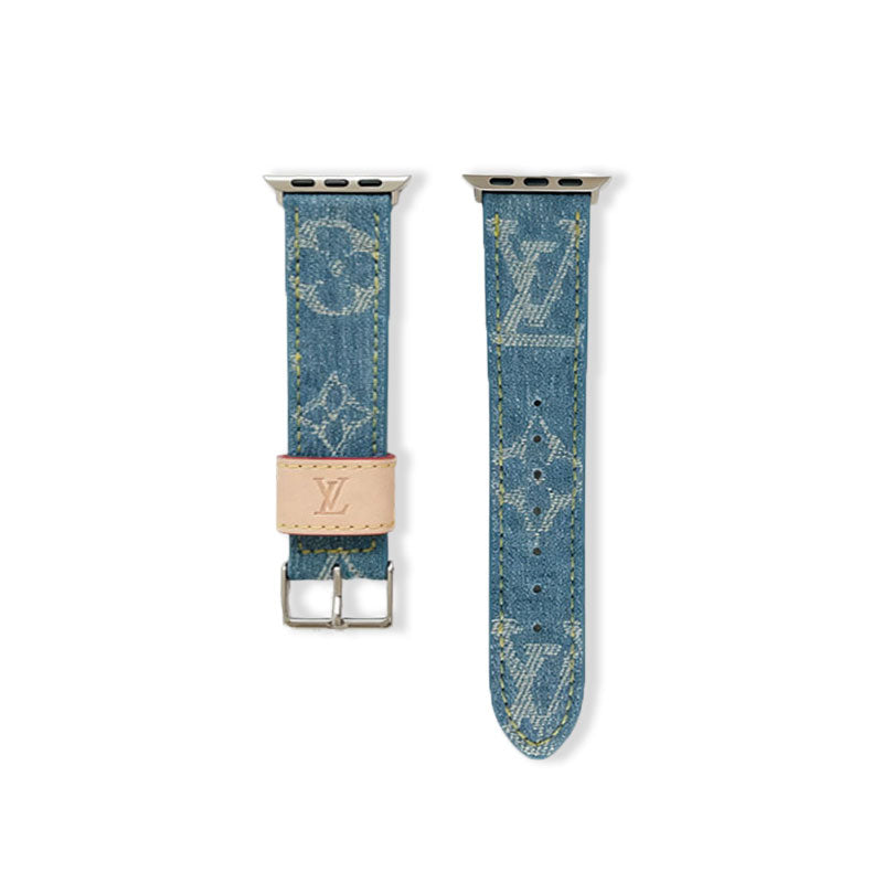 Classic Monogram Apple Watch Band Blue-CYLV103