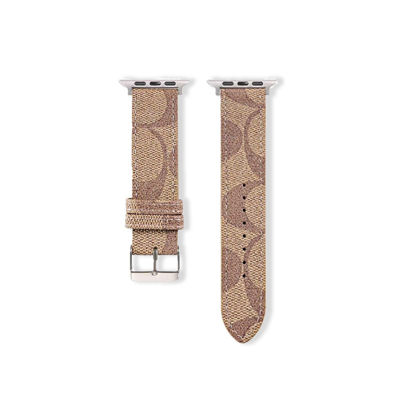 Luxury Leather CH Apple Watch Band Coffee-CYCH098
