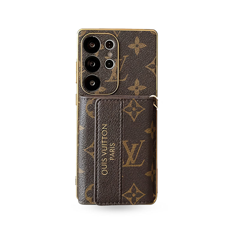 Leather Monogram Samsung Galaxy S Series Case With Wallet And Crossbody Strap-CYLV094
