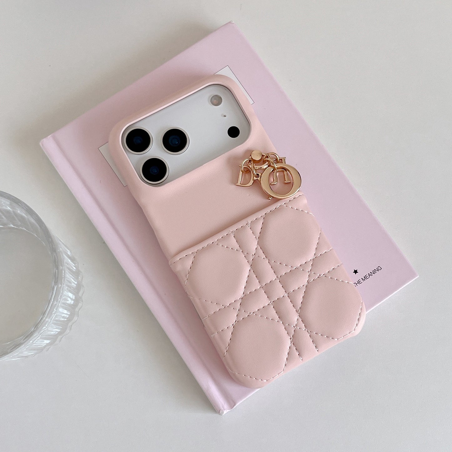 Elegant Leather CD iPhone Case With Card Holder Pink For iPhone 17 Series-CYCD018