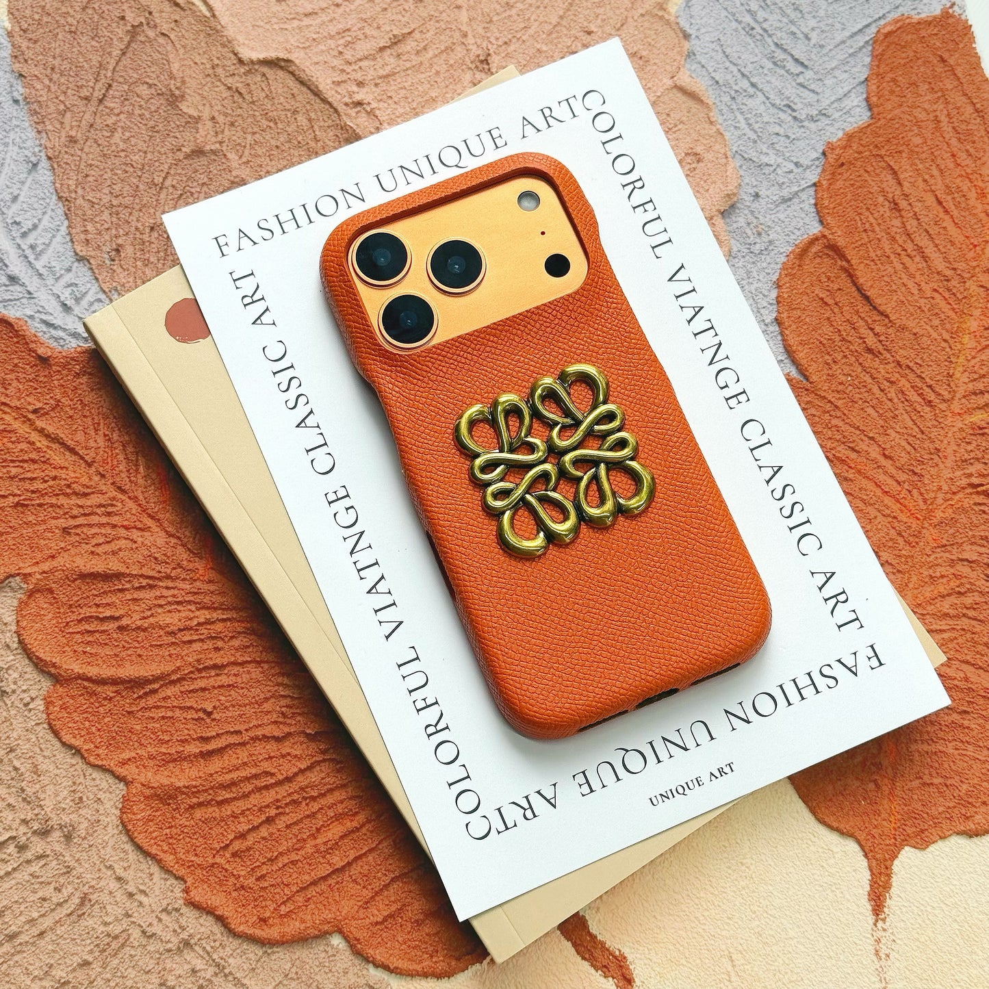 Classic Leather LE iPhone Case Orange For iPhone 17 Series-CYLE025