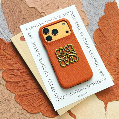 Classic Leather LE iPhone Case Orange For iPhone 17 Series-CYLE025