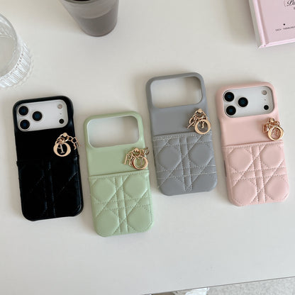 Elegant Leather CD iPhone Case With Card Holder Black For iPhone 17 Series-CYCD019