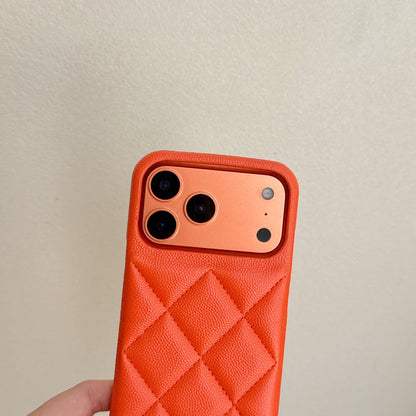 Premium Leather CC iPhone Case Orange For iPhone 17 Series-CYCC035