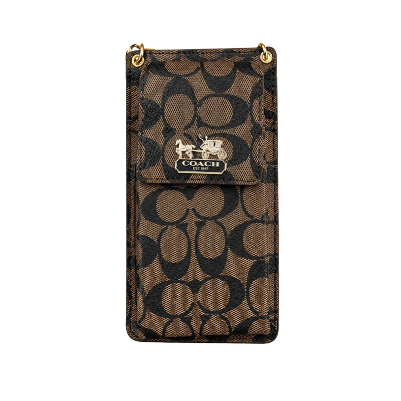 Elegant Leather CH iPhone Case With Wallet And Crossbody Strap For iPhone 17 Series-CYCH177