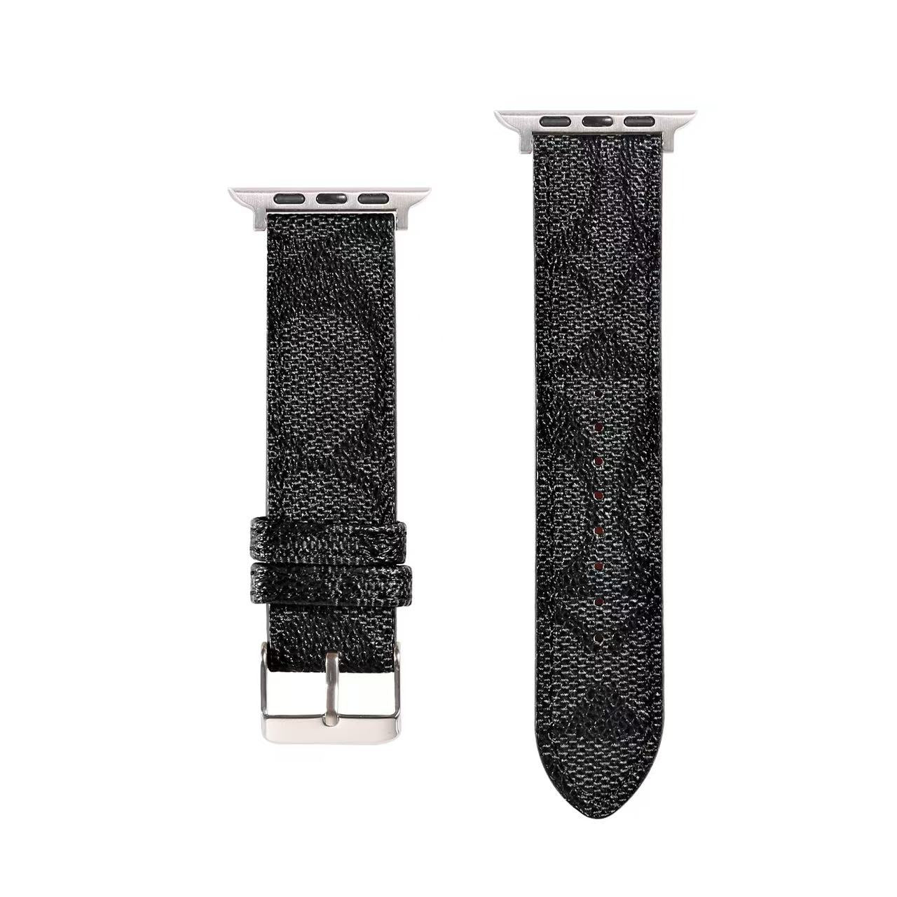 Luxury Leather CH Apple Watch Band Coffee-CYCH098