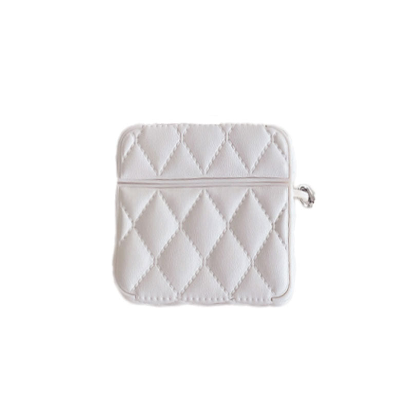 Diamond Grid AirPods Pro Case with Leather Lanyard White-LXK240703
