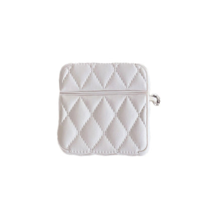 Diamond Grid AirPods Pro Case with Leather Lanyard White-LXK240703