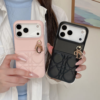 Elegant Leather CD iPhone Case With Card Holder Pink For iPhone 17 Series-CYCD018