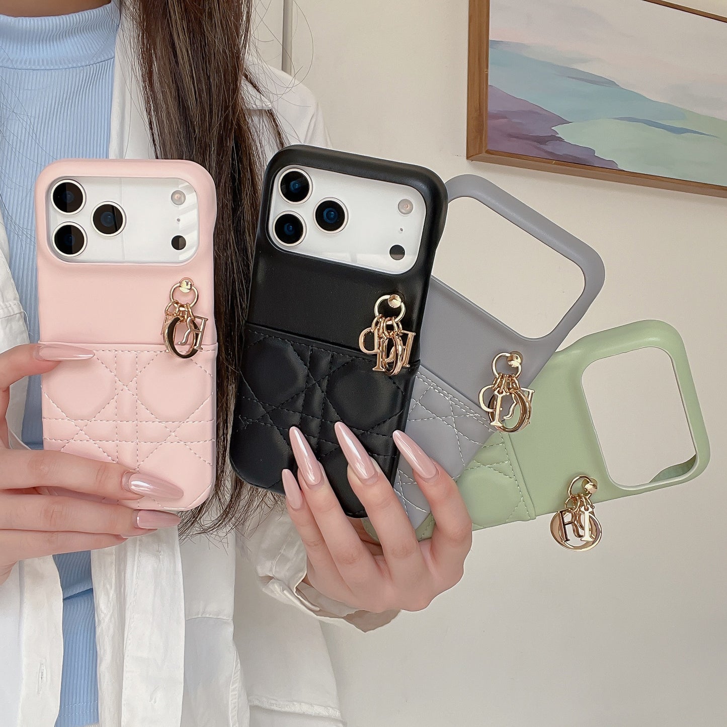 Elegant Leather CD iPhone Case With Card Holder Black For iPhone 17 Series-CYCD019