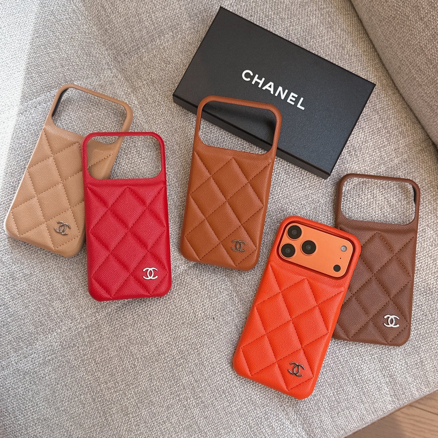 Premium Leather CC iPhone Case Orange For iPhone 17 Series-CYCC035