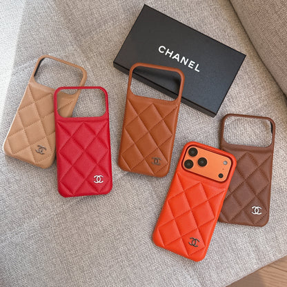 Premium Leather CC iPhone Case Orange For iPhone 17 Series-CYCC035