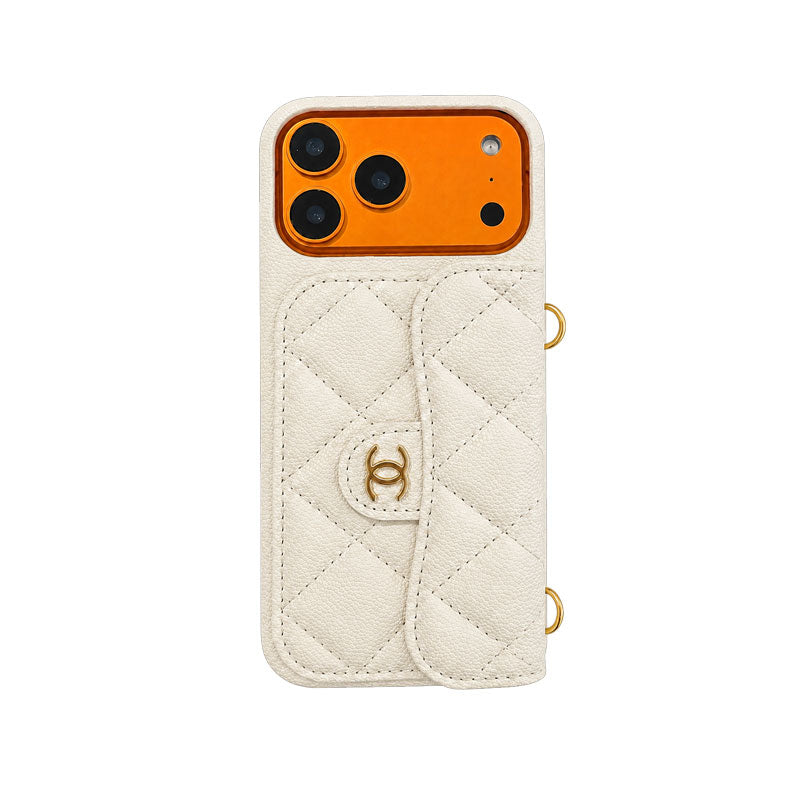 Elegant Leather  CC iPhone Case  With Wallet And Crossbody Strap-CYCC163