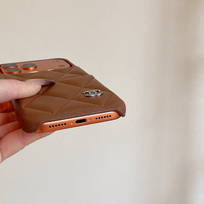 Classic Leather CC iPhone Case With Card Holder Brown For iPhone 17 Series-CYCC034