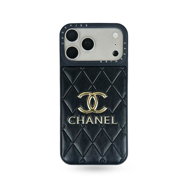 Luxury Leather CC iPhone Case For iPhone 17 Series Black-YHJ251809