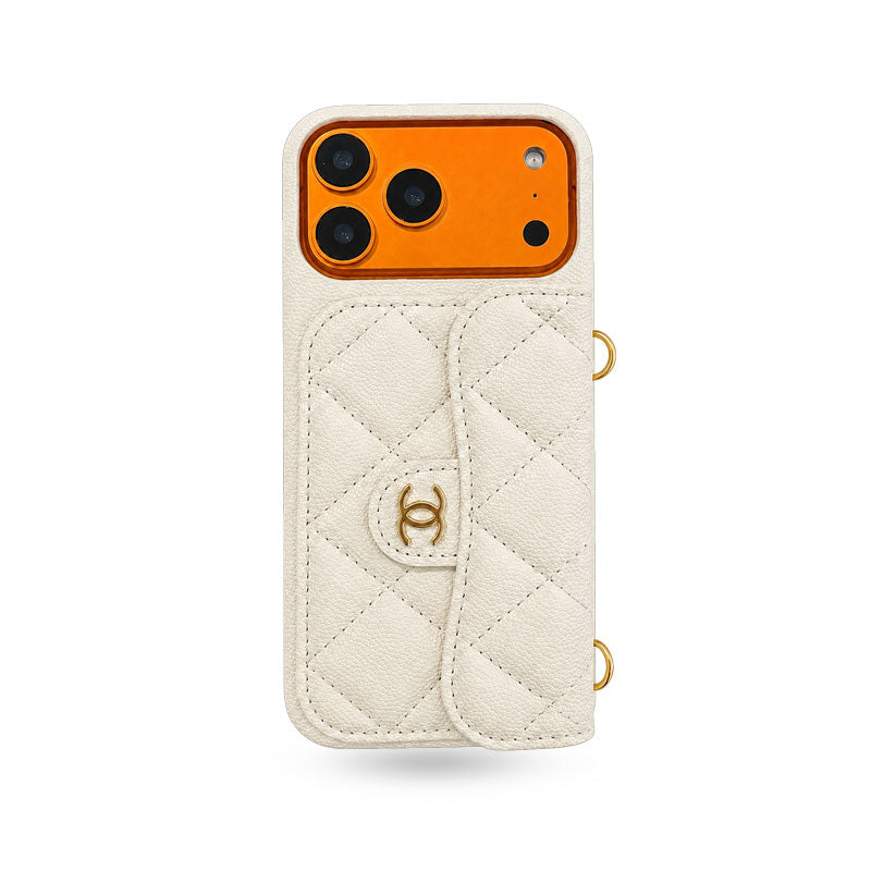 High-quality Leather CC iPhone Case  With Wallet And Crossbody Strap-CYCC162