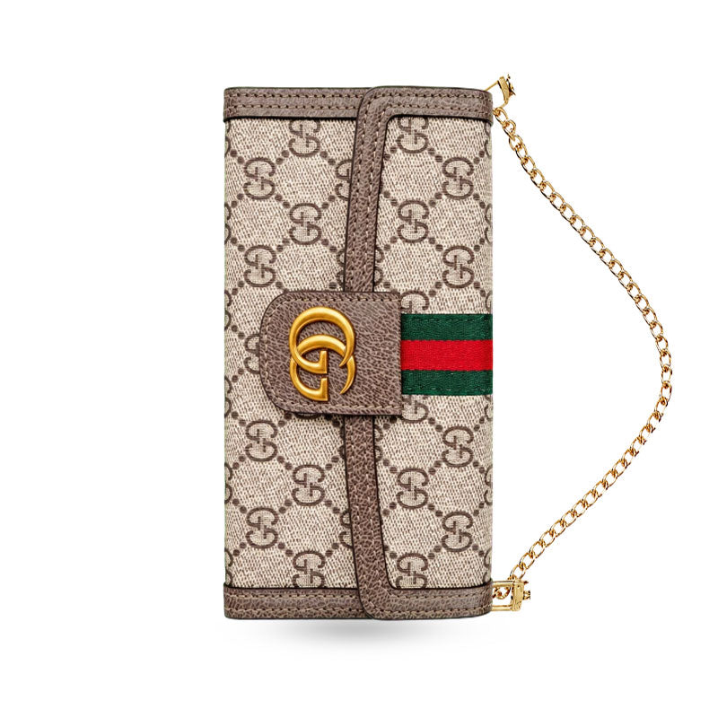 Classic Leather GG iPhone Case With Flip Wallet And Crossbody Strap-CYGG191