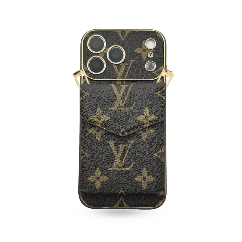 Classic Leather Monogram iPhone Case With Wallet And Crossbody Strap For iPhone 17 Series-CYLV127