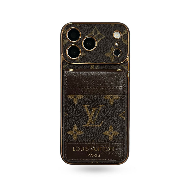 Refined Leather Monogram iPhone Case With Card Holder For iPhone 17 Series-CYLV204