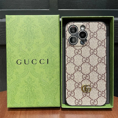 Leather GG iPhone Cases With Lens Protection-GGK251809