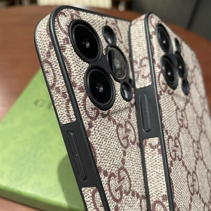 Leather GG iPhone Cases With Lens Protection-GGK251809