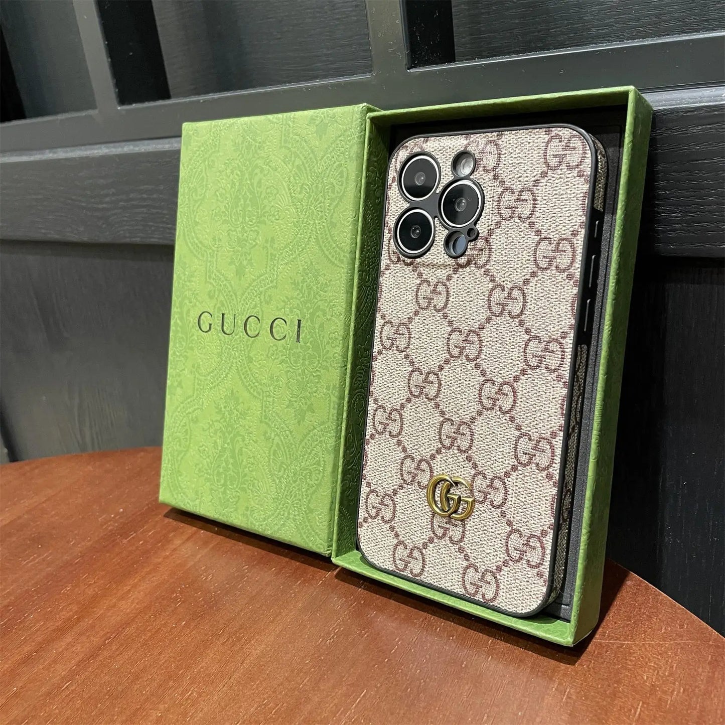 Leather GG iPhone Cases With Lens Protection-GGK251809