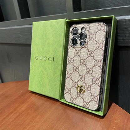 Leather GG iPhone Cases With Lens Protection-GGK251809