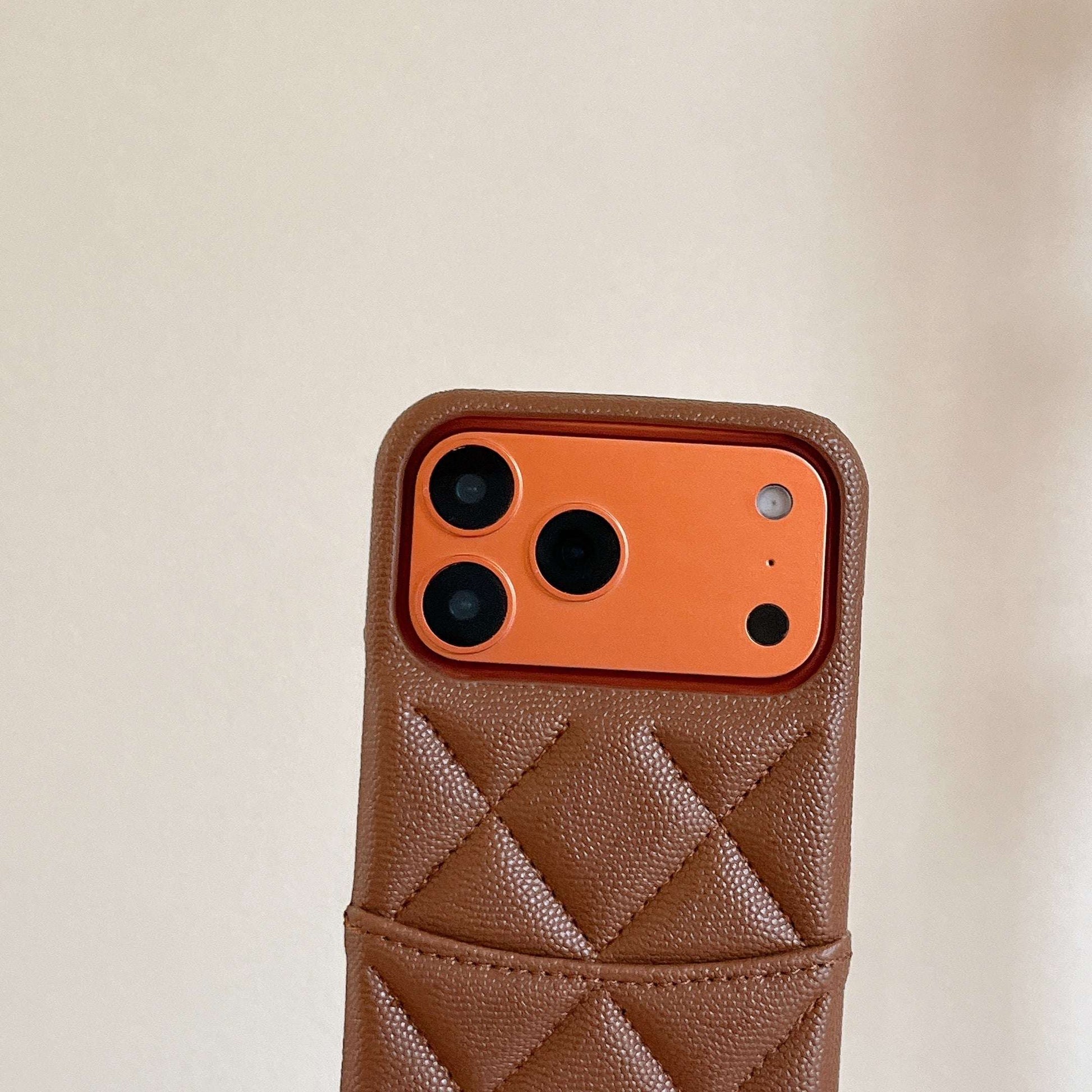 Classic Leather CC iPhone Case With Card Holder Brown For iPhone 17 Series-CYCC044