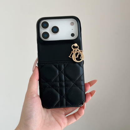 Elegant Leather CD iPhone Case With Card Holder Black For iPhone 17 Series-CYCD019