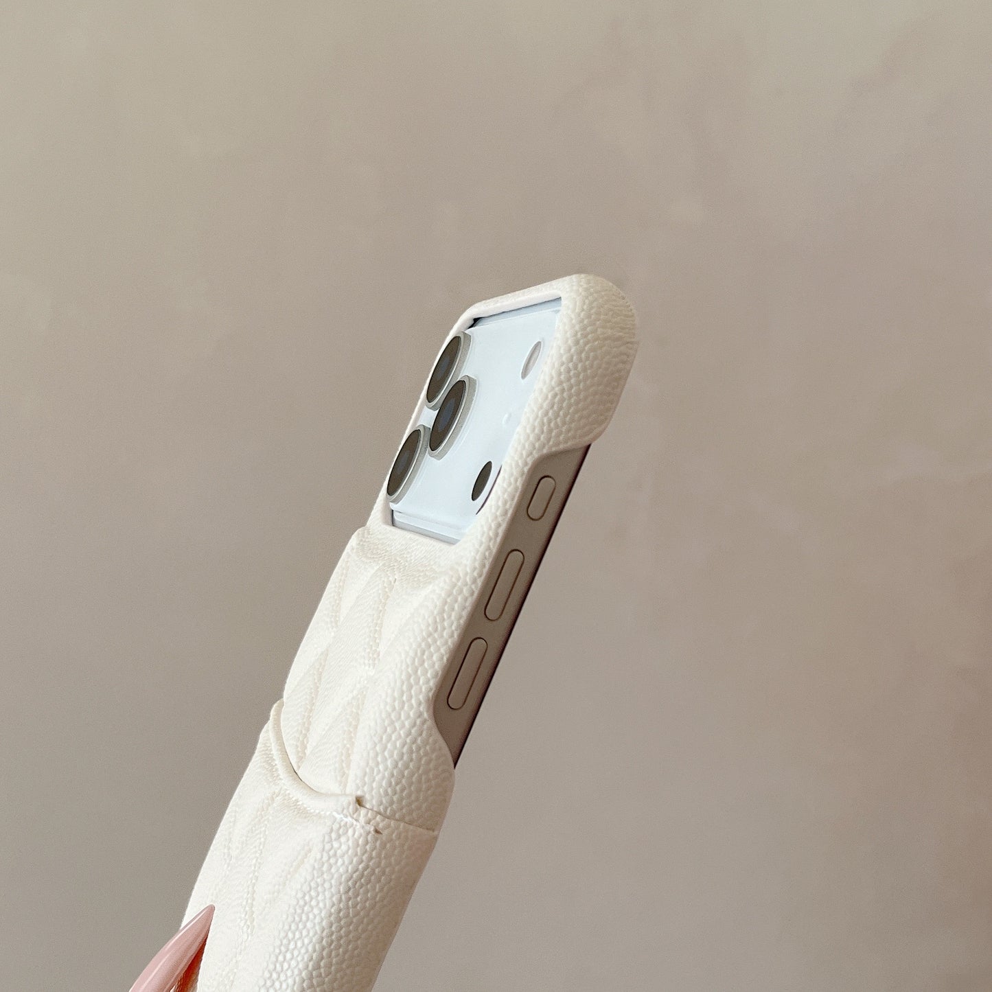 Luxury Leather CC iPhone Case With Card Holder White For iPhone 17 Series-CYCC023