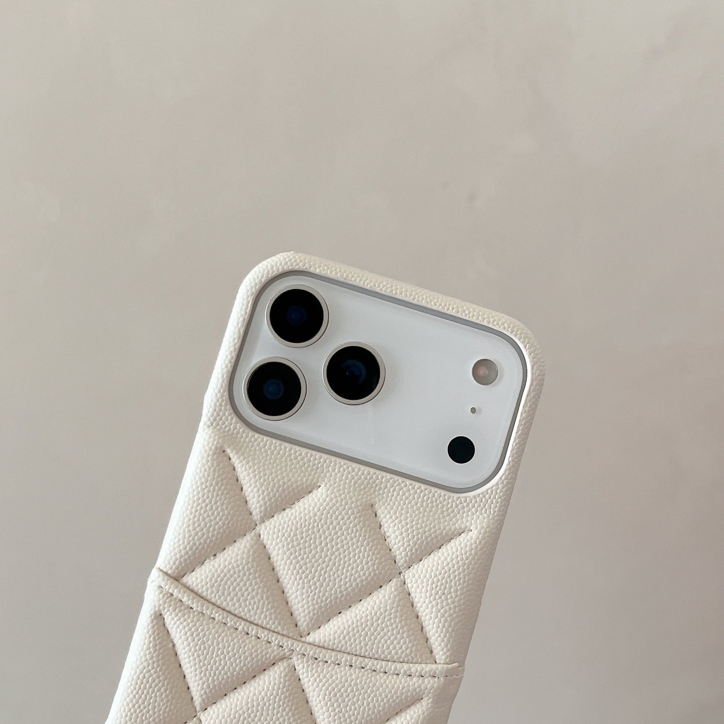 Luxury Leather CC iPhone Case With Card Holder White For iPhone 17 Series-CYCC023