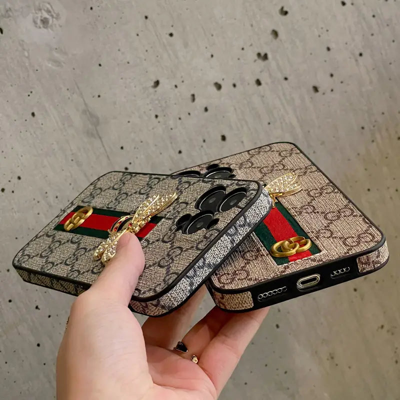 Leather GG iPhone Case With Bee-CRK252050