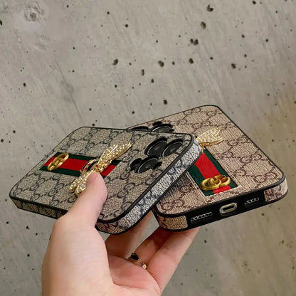 Leather GG iPhone Case With Bee-CRK252050