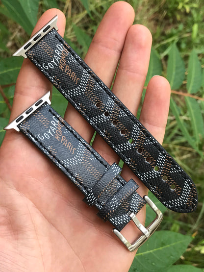 Luxury Leather GD Apple Watch Band Black-GBD251502