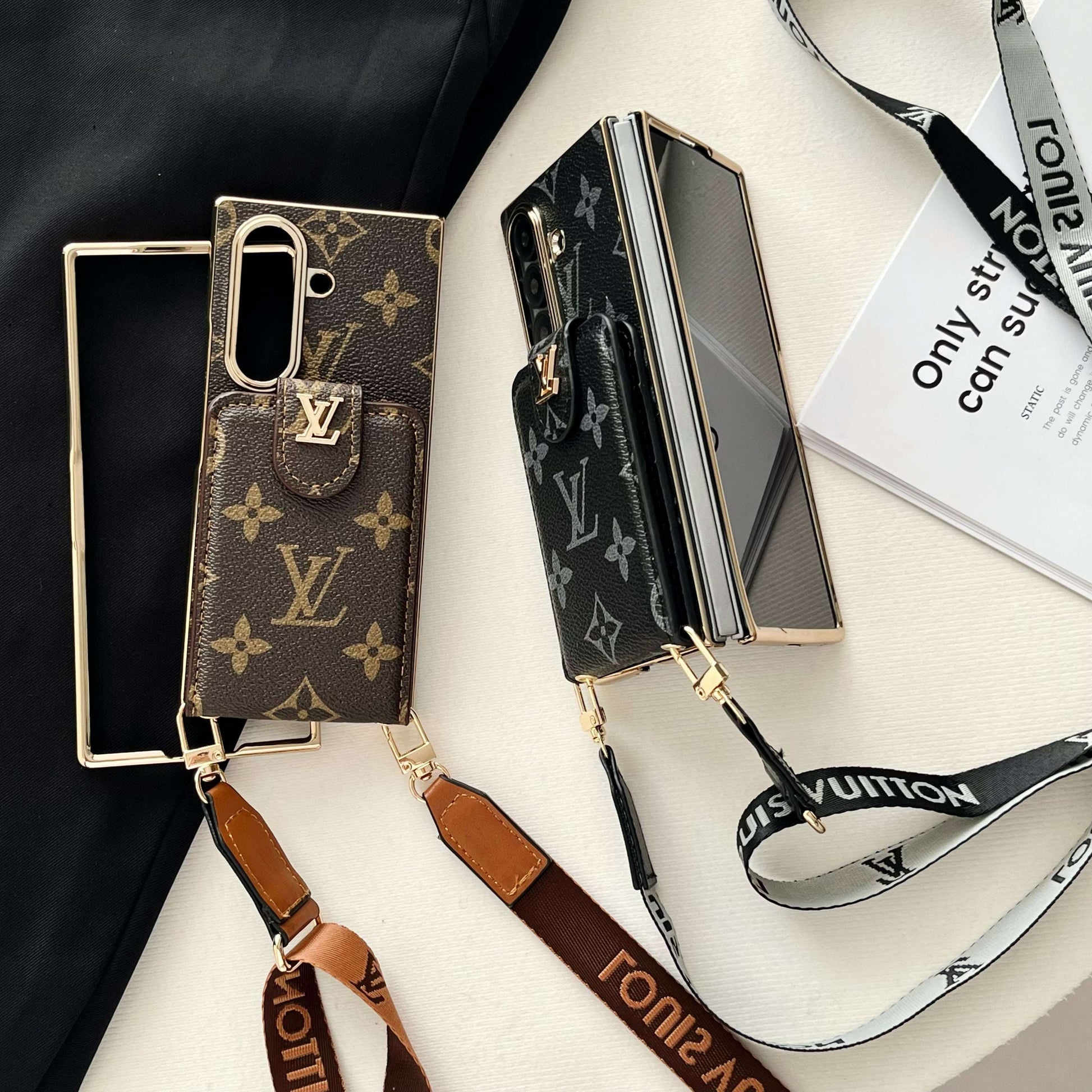 High-quality Monogram Samsung Galaxy Z Fold Series Case With Card Wallet And Strap-CYLV092