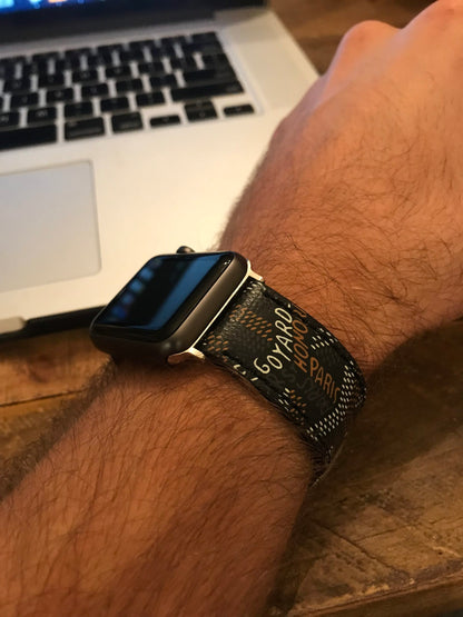 Luxury Leather GD Apple Watch Band Black-GBD251502