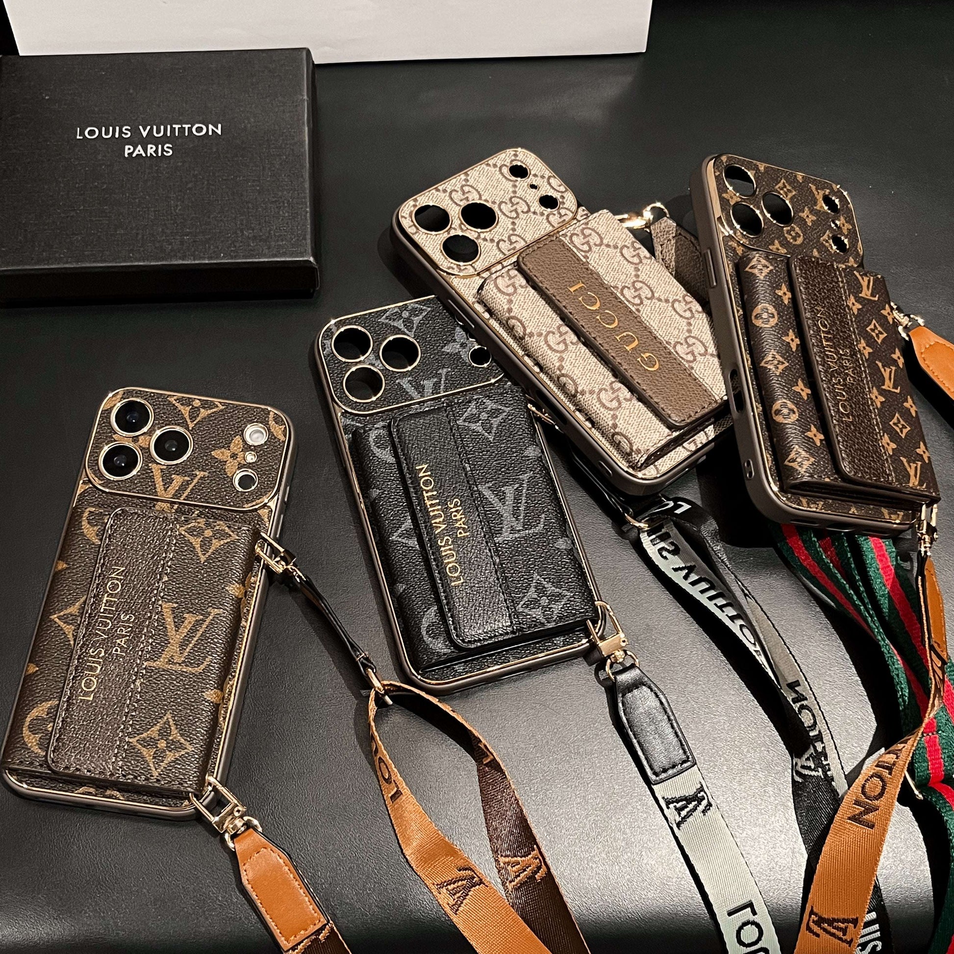 Refined GG iPhone Case With Wallet And Crossbody Strap For iPhone 17 Series-CYGG008