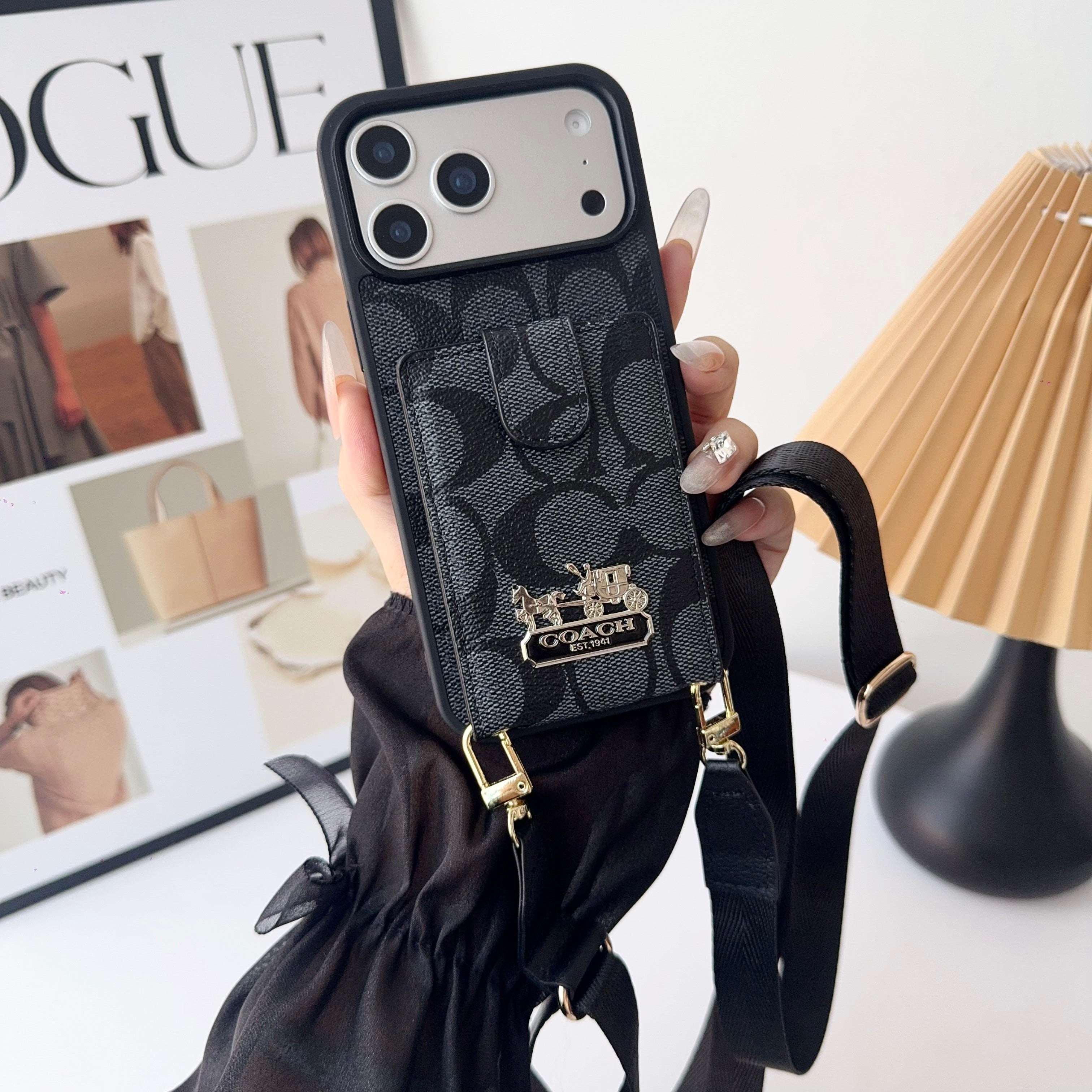 Leather CH iPhone Case With Wallet And Strap-CFK251420