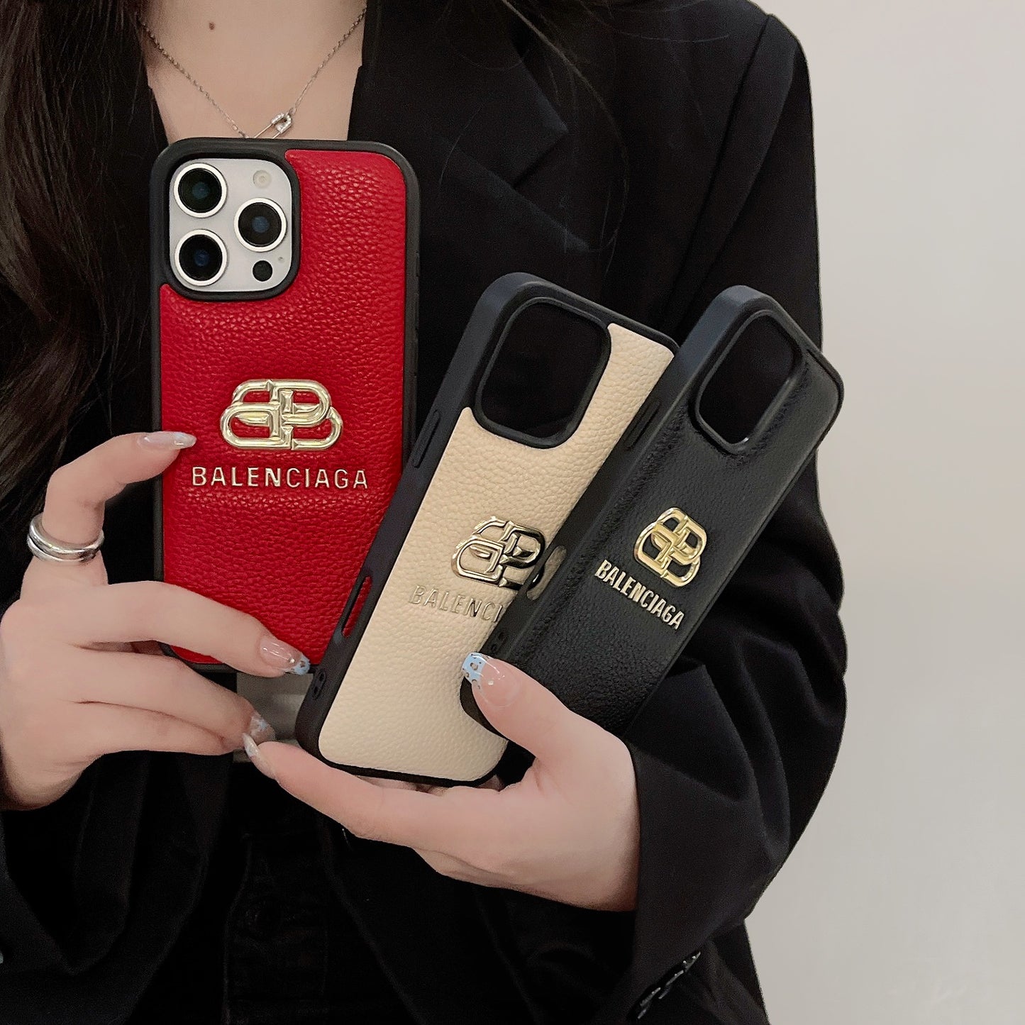 Leather BA iPhone Case Black-BLK250526