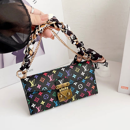 Premium Leather Folio Monogram iPhone Case With Wallet And Strap-CFMTY11