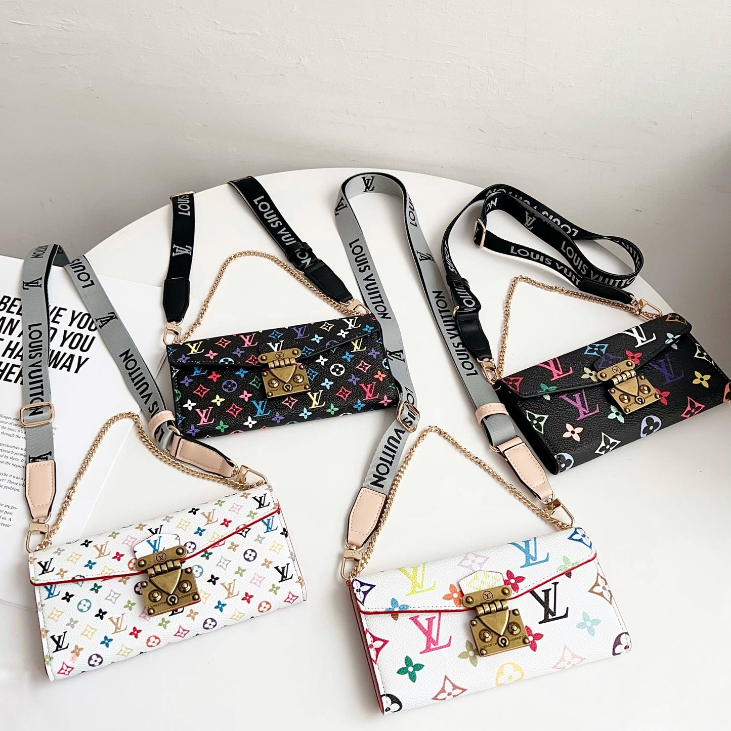 Premium Leather Folio Monogram iPhone Case With Wallet And Strap-CFMTY11