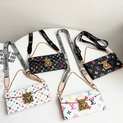 Premium Leather Folio Monogram iPhone Case With Wallet And Strap-CFMTY11