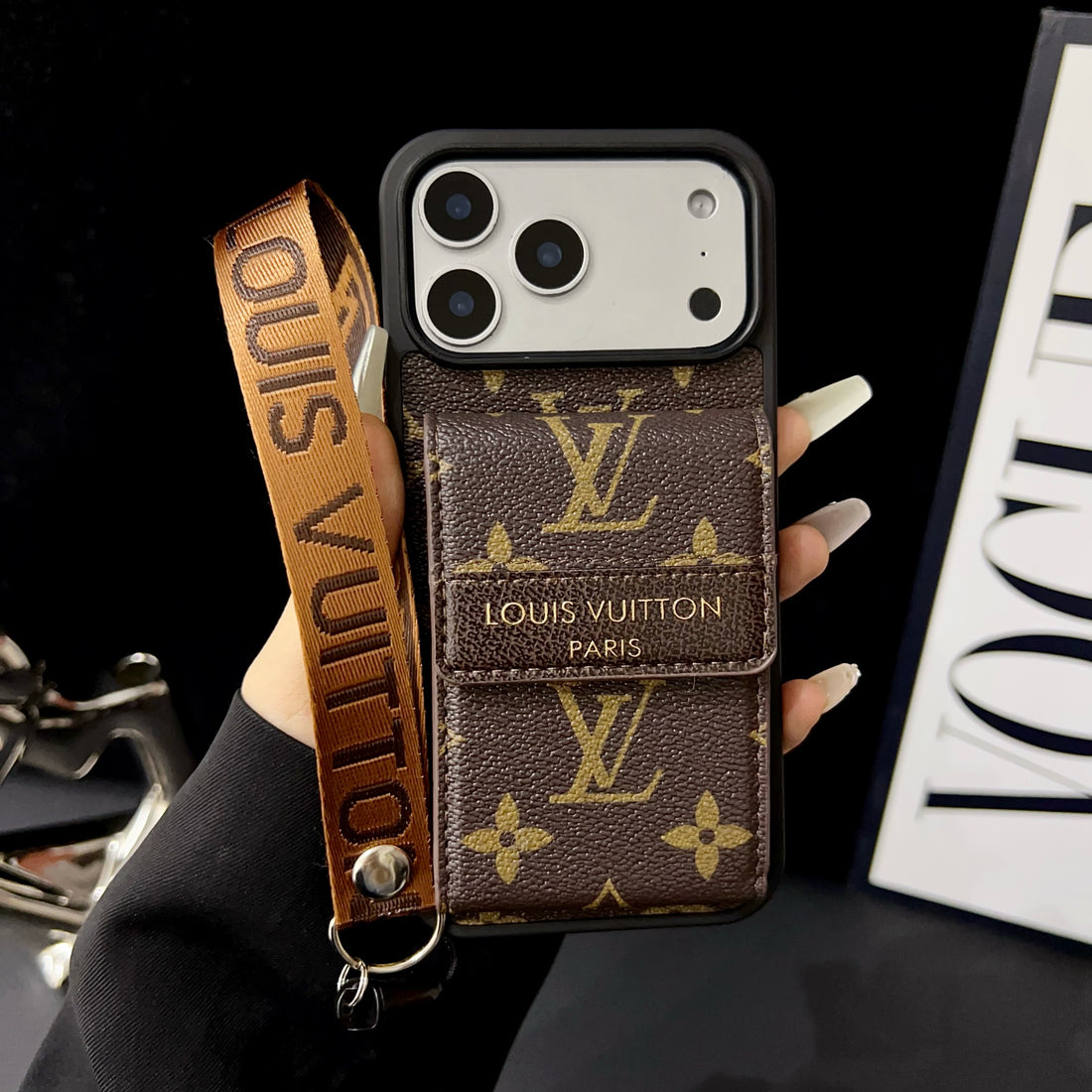 Premium Monogram iPhone Case With Wallet And Strap For iPhone 17 Series-CYLV137