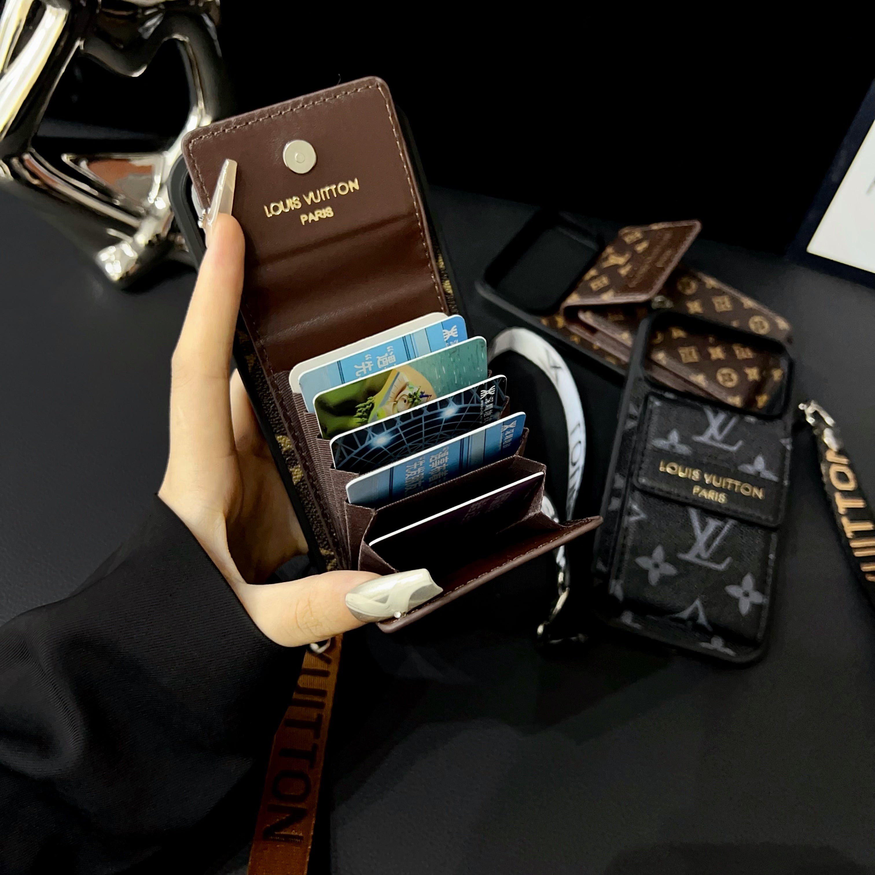 Premium Monogram iPhone Case With Wallet And Strap For iPhone 17 Series-CYLV137