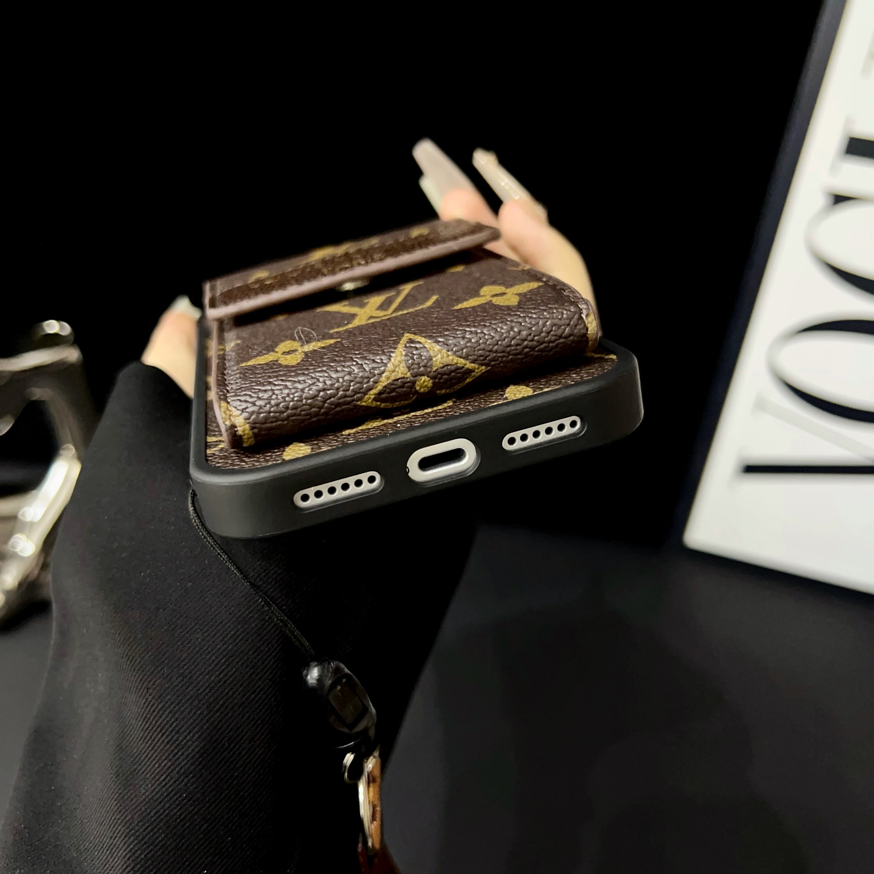 Premium Monogram iPhone Case With Wallet And Strap For iPhone 17 Series-CYLV137
