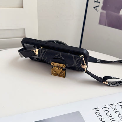 Classic Leather Monogram iPhone Case With Card Holder And Strap-CFK251605