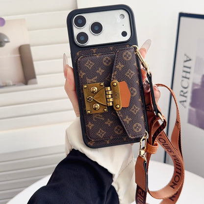 Classic Leather Monogram iPhone Case With Card Holder And Strap-CFK251605