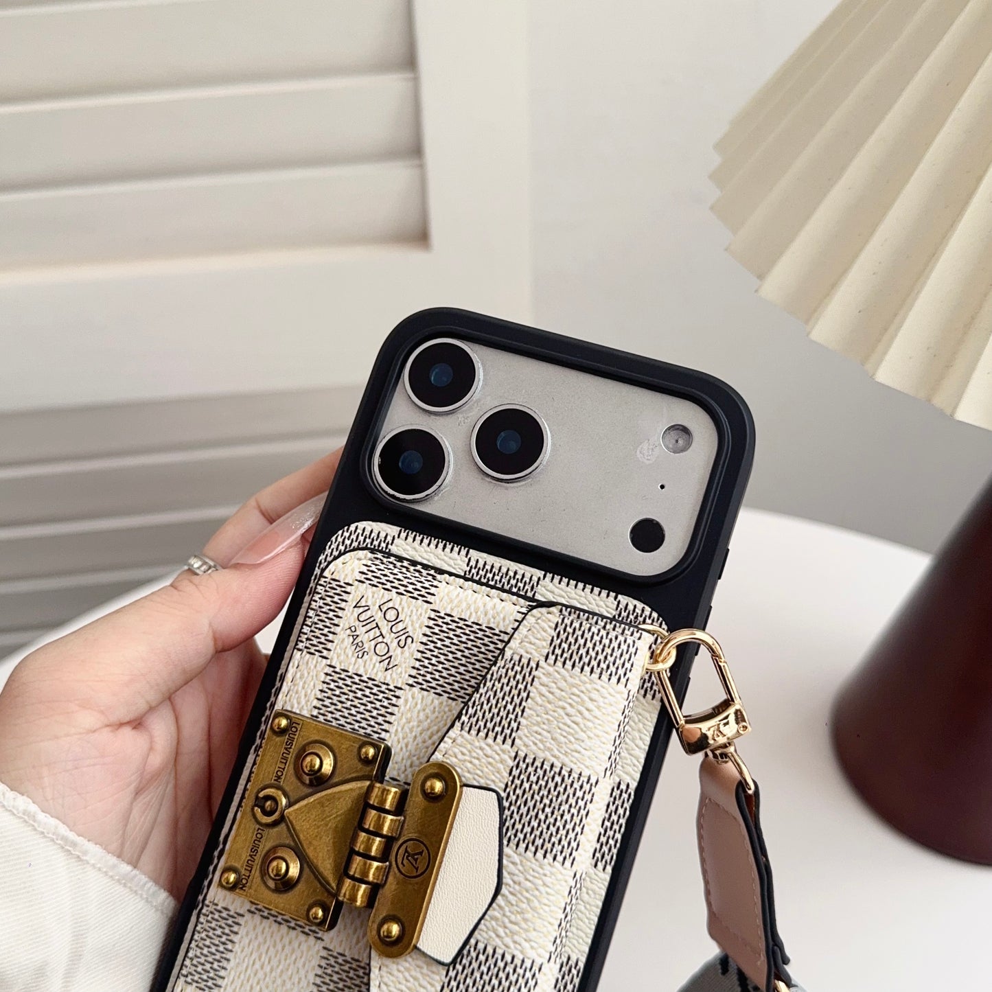 Classic Leather Monogram iPhone Case With Card Holder And Strap-CFK251605