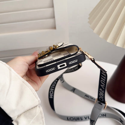 Classic Leather Monogram iPhone Case With Card Holder And Strap-CFK251605